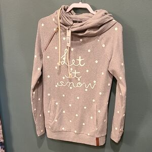 Gray Polka Dot Cowl Neck Sweater